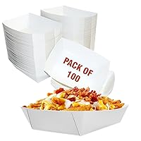 2lb White Paper Food Trays - Pack of 100ct