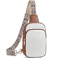 BOSTANTEN Sling Bag Quilted Crossbody Bags for Women Cross Body Purse Leather Fanny Pack with Adjustable Guitar Strap
