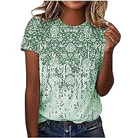 Women's Crew Neck Short Sleeve Tops,Oversized Vintage Floral Print T Shirts Casual Loose Fit Tees Trendy Blouses
