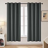 Deconovo Blackout Curtains 72 Inch Length, Room Darekning Drapes, Thermal Window Treatments, Grommet Top (Dark Grey, 52x72 Inch, 2 Panels)