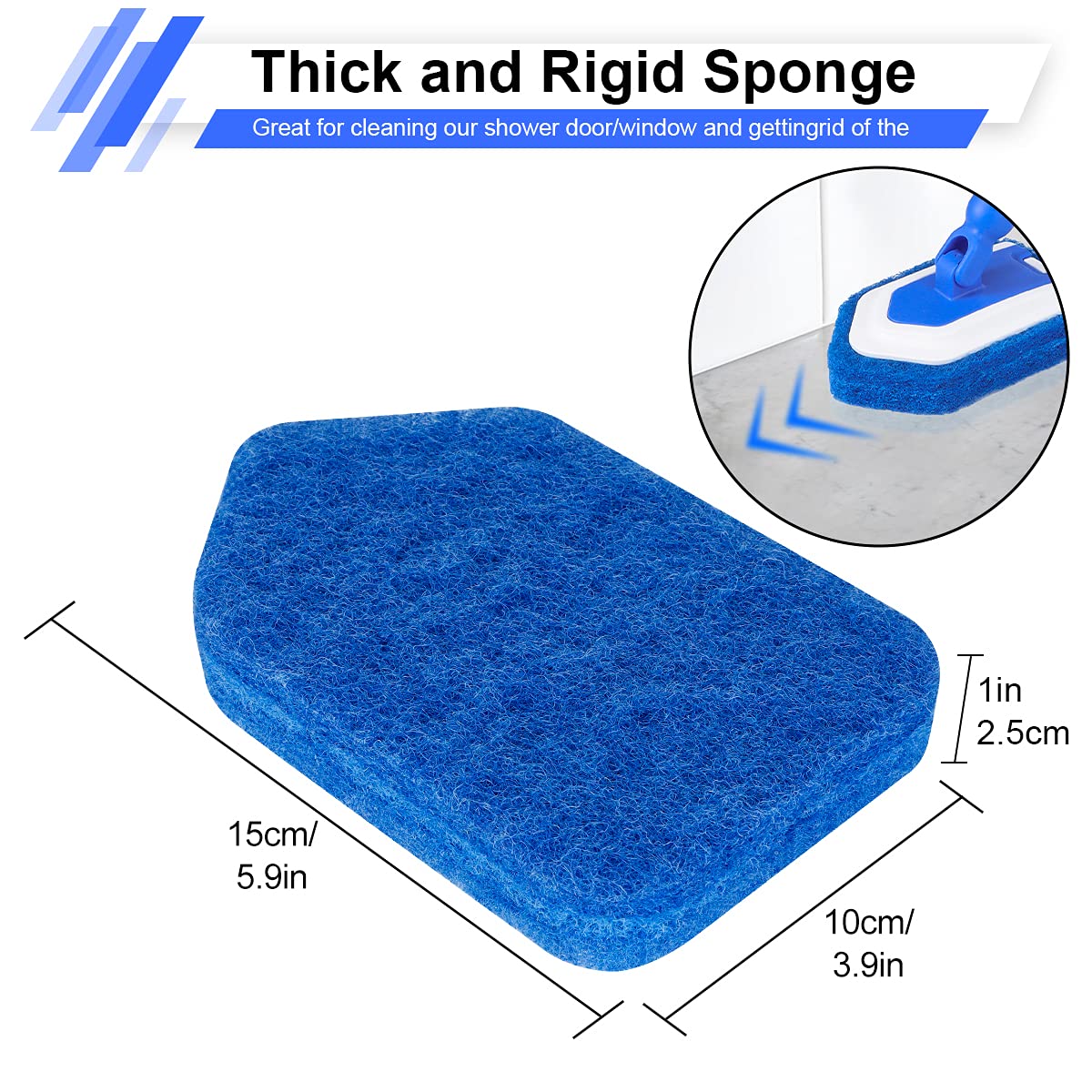 Lalafancy Bathtub Scrubber with Long Handle 46'' Tub Tile Scrubber Brush Non Scratch Cleaning Brush Replaceable Scouring Pad for Shower Floor Wall Sink Cleaner