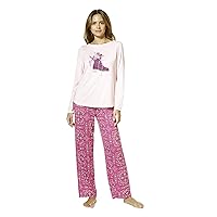 Women’s Brushed Loose Knit Holiday & Winter 2 Piece Pajama Gift Set – Includes Soft PJ Top & Printed PJ Pant