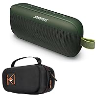 Bose SoundLink Flex Bluetooth Speaker, Portable Speaker with Microphone, Wireless Waterproof Speaker for Travel, Outdoor and Pool Use with Slinger Hard Travel Case & USB Plug (Cypress Green)