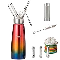 Whipped Cream Dispenser Aluminum, Professional Whipped Cream Maker, 500ml / 1-Pint Large with 3 Stainless Steel Decorating Kits & Cleaning Brush, Gourmet Cream Whipper, N2O Charger Not Included