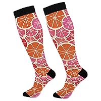 Cute Compression Socks Women Wide Calf for Teens Grapefruit Seamless Background