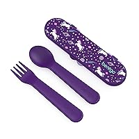 Bentgo® Kids Utensil Set - Reusable Plastic Fork, Spoon & Storage Case - BPA-Free Materials, Easy-Grip Handles, Dishwasher Safe - Ideal for School Lunch, Travel, & Outdoors (Unicorn)