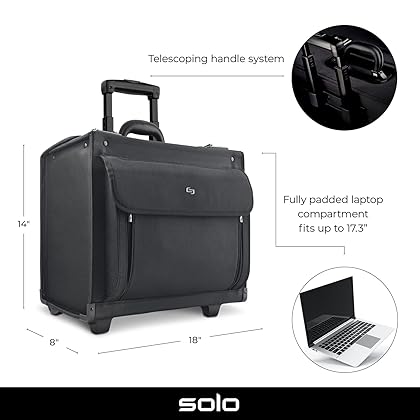 Solo Classic Rolling Hard Sided Catalog Case With Dual Combination Locks, Black