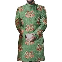 Emerald Men Indian Clothing Sherwani Embellished with Floral Motifs SH1019