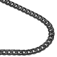True Black Titanium 7MM Curb Link Necklace Chain