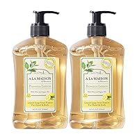 A LA MAISON Liquid Hand Soap, Provence Lemon - Uses: Hand and Body - Triple French Milled, Essential Oils, Plant Based, Vegan, Cruelty-Free, Alcohol & Paraben Free (16.9 oz, 2 Pack)