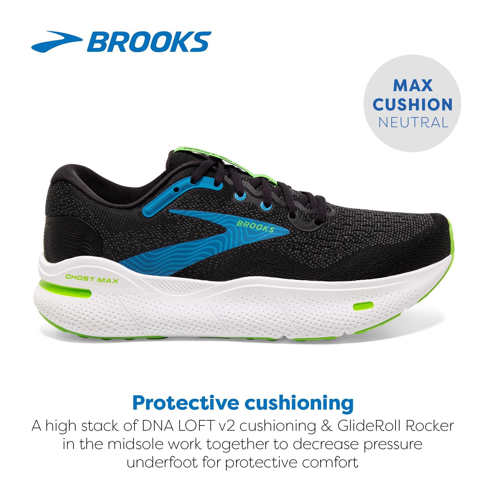 Brooks Men’s Ghost Max Cushion Neutral Running & Walking Shoe