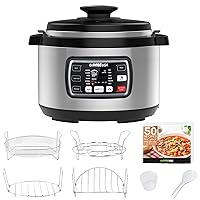 GoWISE USA GW22709 Ovate 9.5-Qt 12-in-1 Electric Pressure Cooker Oval with Slow Cook, Rice, Yogurt, Egg, Saute, Steamer, Keep Warm Functions + Accessories & Recipes, Stainless Steel