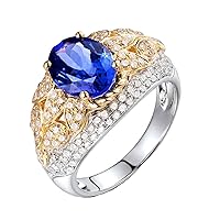 Aotiwe The Wedding Ring, Wedding Ring Band 18K Yellow Gold and White Gold with 2.38ct Tanzanite