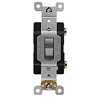 ENERLITES 20 Amp Heavy Duty Toggle Light Switch, Single Pole, 20A 120/277V, Grounding Screw, Commercial Grade, UL Listed, 81201-GY, Gray
