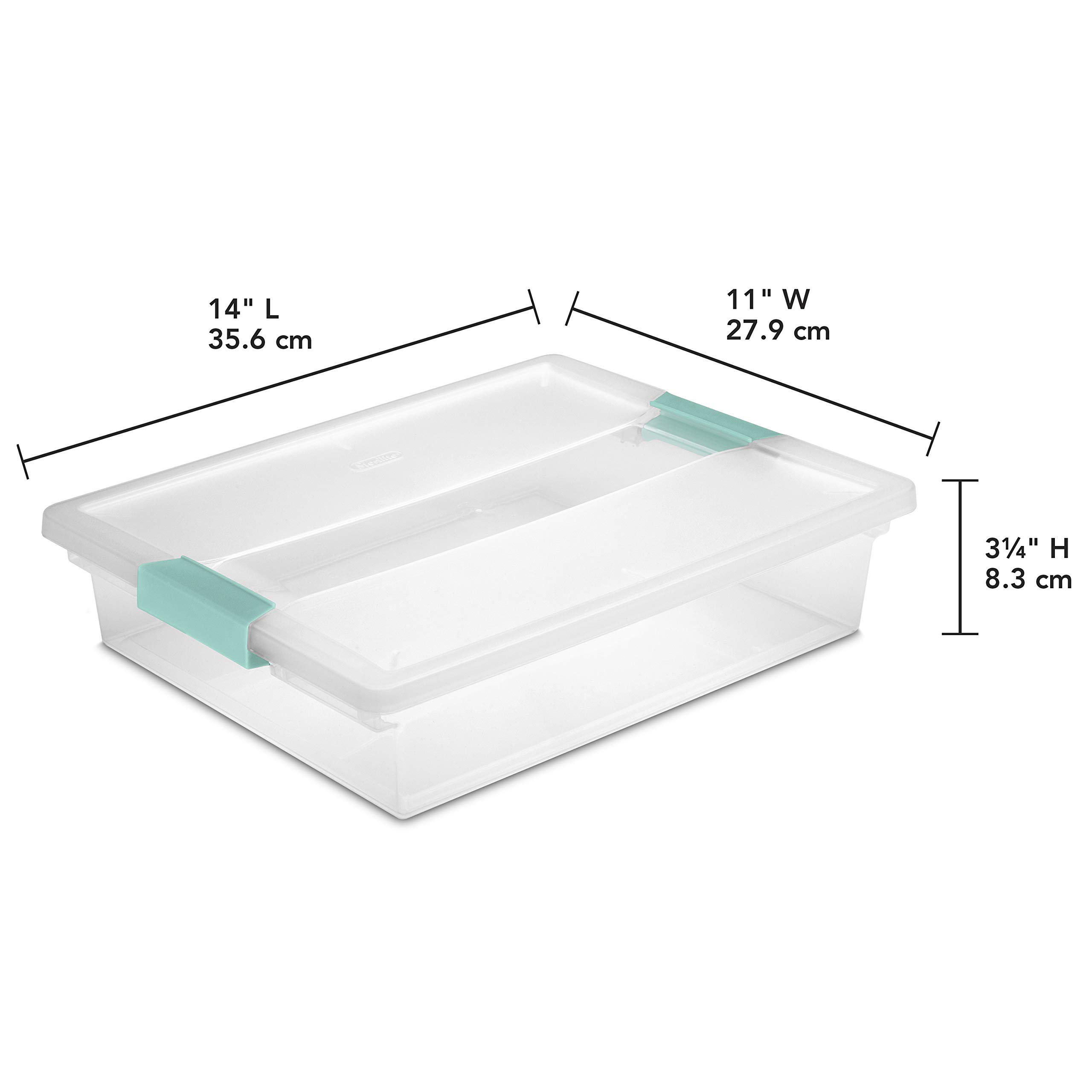 Sterilite Large 5.7 Qt Multi-Purpose File Clip Storage Box Organizing Tote Container with Latching Lid and Handles for Homes and Offices, (6 Pack)
