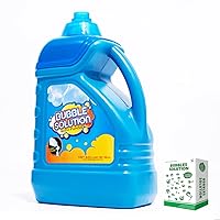 64 Oz Concentrated Bubble Solution, 1.89 L Easy-Grip Bottle Bubble Refill, with Easy Pour Funnel and 7-Hole Wand, Big Bubble Liquid for Bubble Machine Toy