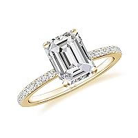 Natural Diamond Emerald Cut Ring for Women Girls in Sterling Silver / 14K Solid Gold/Platinum