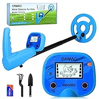 OMMO Metal Detector, One Step Assembly 17.3”-31.9” Metal Detector for Kids with Backlight LCD Display, Kids Metal Detectors with IP68 Waterproof 6” Search Coil for Exploring Hiking Science Education