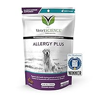 VetriScience Allergy Plus Immune Support Supplement for Dogs, Duck Flavor, 75 Chews – Probiotic Allergy Chews for Itchy Skin, Paw Licking, Watery Eyes, Sneezing and GI Support