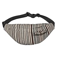 Brown Stripe Adjustable Belt Hip Bum Bag Fashion Water Resistant Hiking Waist Bag for Traveling Casual Running Hiking Cycling