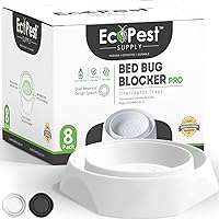 Bed Bug Interceptors – 8 Pack | Bed Bug Blocker (Pro) Interceptor Traps (White) | Insect Trap, Monitor, and Detector for Bed Legs