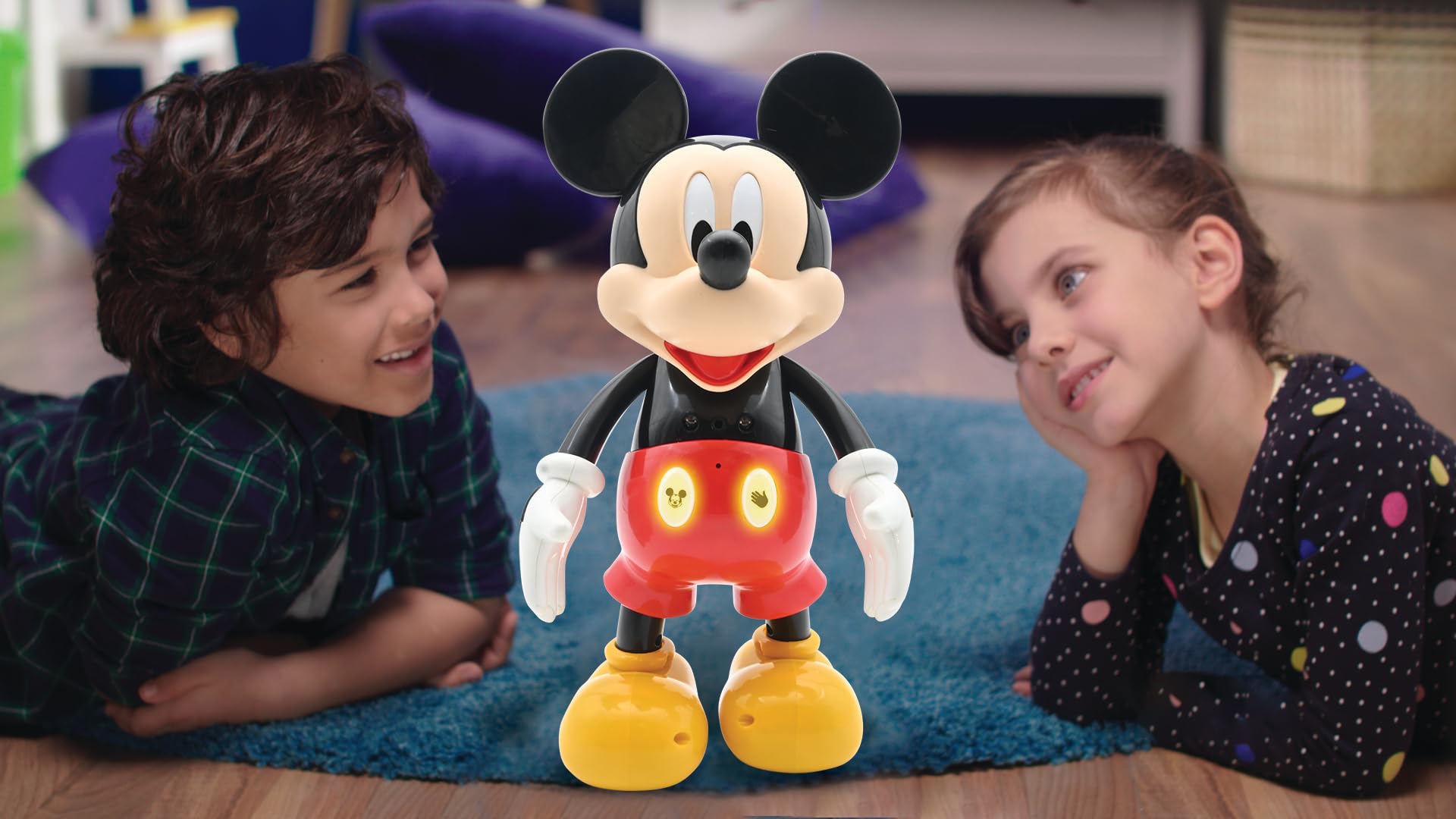 LEXiBOOK - Disney - Bilingual Mickey Robot - English/Spanish, 100 Educational quizzes, Light Effects, Dance, programmable, Articulated, Black/red - MCH01i2