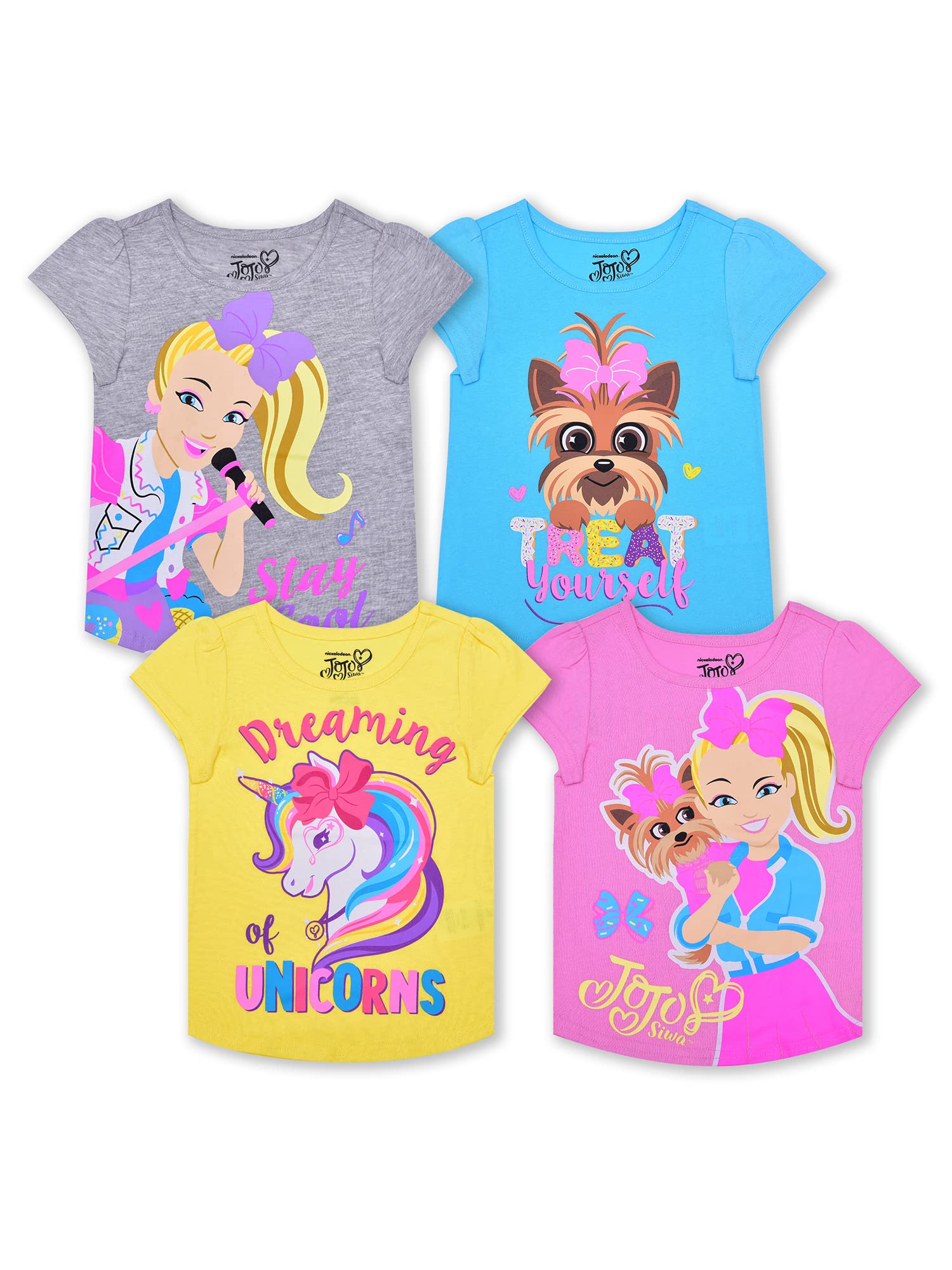 Nickelodeon Girl's 4 Pack JoJo Siwa Short Sleeve Tee Shirt Set