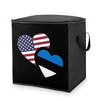 Estonia US Flag Storage Bags Breathable Clothes Storage Containers Closet Organizers with Handle