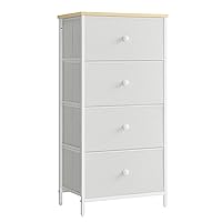 SONGMICS Bedroom, Fabric Dresser with 4, Metal Frame, Small Chest of Drawers, 11.8