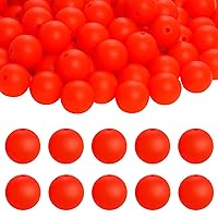 100PCS 15mm Silicone Beads Focal Beads Rubber Round Loose Beads Bulk for DIY Beaded Keychain Beadable Pens Jewelry Necklace Bracelet Making Supplies (Red)