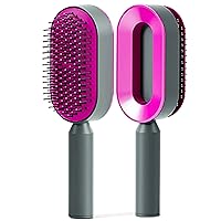 Self Cleaning Hair brushes for Women, Kids - Hair Brush for Curly, Thick, Straight, Thin, Wet or Dry Hair - Detangling Brush and Scalp Massager - Detangler Brush Comb Pain Free (Purple)