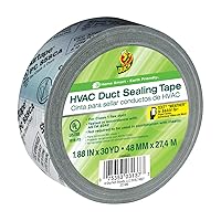 Duck Brand HVAC Duct Sealing Tape, Silver, 1.88 Inches x 30 Yards, 1 Roll (1404523)