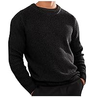 Dressy Sweaters Mens Crewneck Casual Sweater Basic Solid Waffle Knit Soft Pullover Sweater Retro Jumper Pullovers