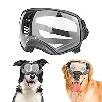 NAMSAN Clear Dog Goggles Medium Large Dog Sport Sunglasses UV Protection Soft Pet Goggles Deep Eyecups Fog/Windproof Outdoor Eyewear for Medium-Large Dogs, Black