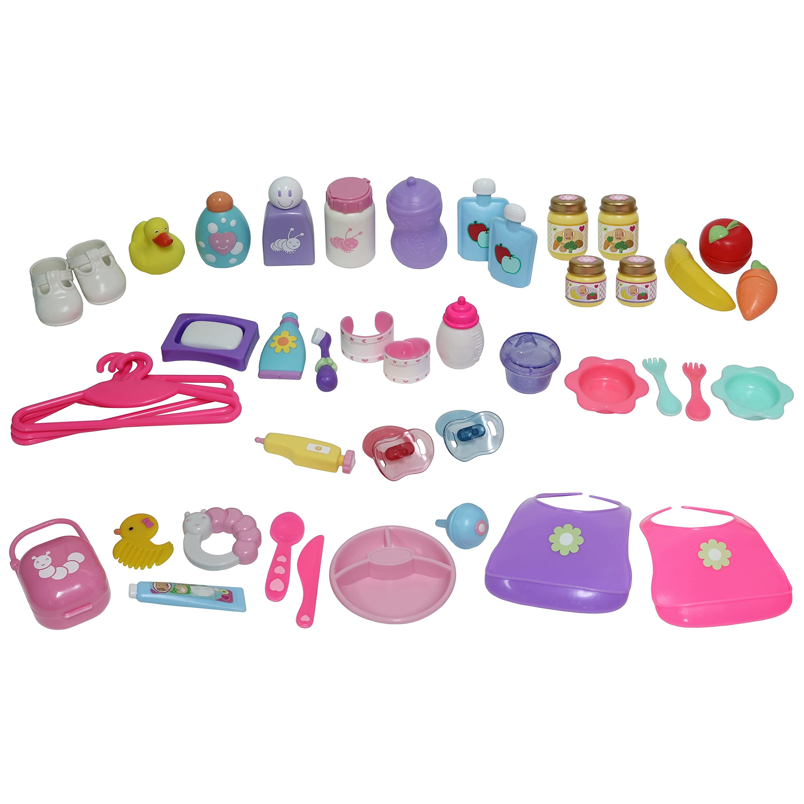 JC Toys Baby Nursery 45 Piece Accessory Bag for Keeps Playtime! | Accessories fit Most Dolls up to 15