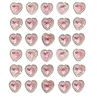 40 Self Adhesive Heart Acrylic Crystals Surrounded by Cut Crystals Approx 1cm (Pink)