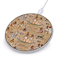 Egyptian Hieroglyphs and Tale Portable Fast Charging Pad 10W Round Charger with USB Cable for Travel Work
