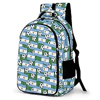 Argentina Football Soccer Pattern Backpack Double Deck Laptop Bag Casual Travel Daypack for Men Women