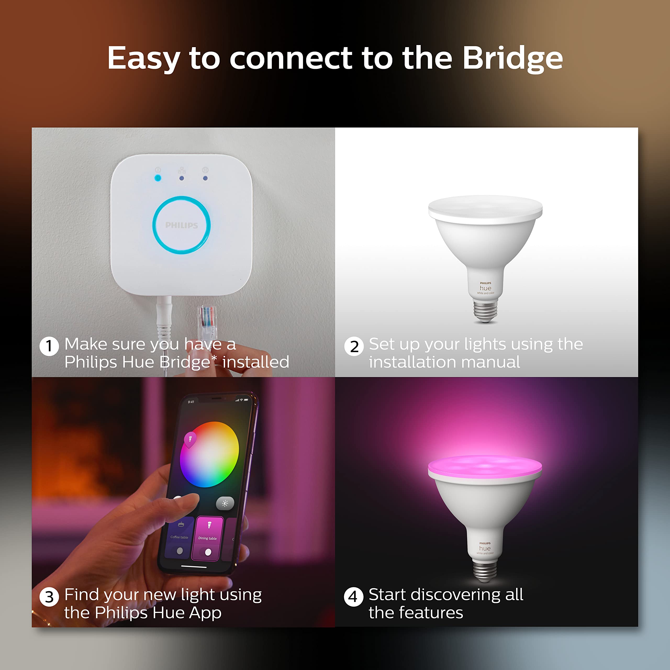 Philips Hue White and Color Ambiance PAR38 Outdoor Spotlight, Single Bulb, Requires Hue Bridge, Compatible with Alexa, Apple HomeKit and Google Assistant