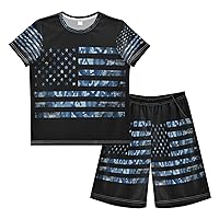 Boy's Summer Shorts Sets Cowboy Boots Hawaiian Shirt Sets Stars Kids Short Shirt & Pants 2 Pcs XS