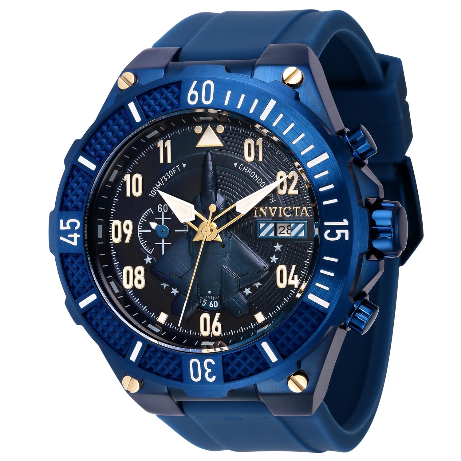 Invicta Men's Aviator 50mm Silicone Quartz Watch, Blue (Model: 39893)