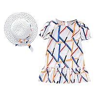 Girls Cut Out Shoulder Dress Vacation Sleeve Set Hat Summer Princess Geometric Ruffles Dress Dresses Toddler and