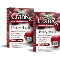 CranRx Bioactive Cranberry Urinary Health 500mg potency, Once Daily, 30 Vegetarian Capsules, Pack of 2