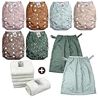 Mama Koala 2.0 Baby Cloth Diapers with 6 Inserts Bundle(Simply Neutrals), with 2 Pack Reusable and Washable Waterproof Pail Liners