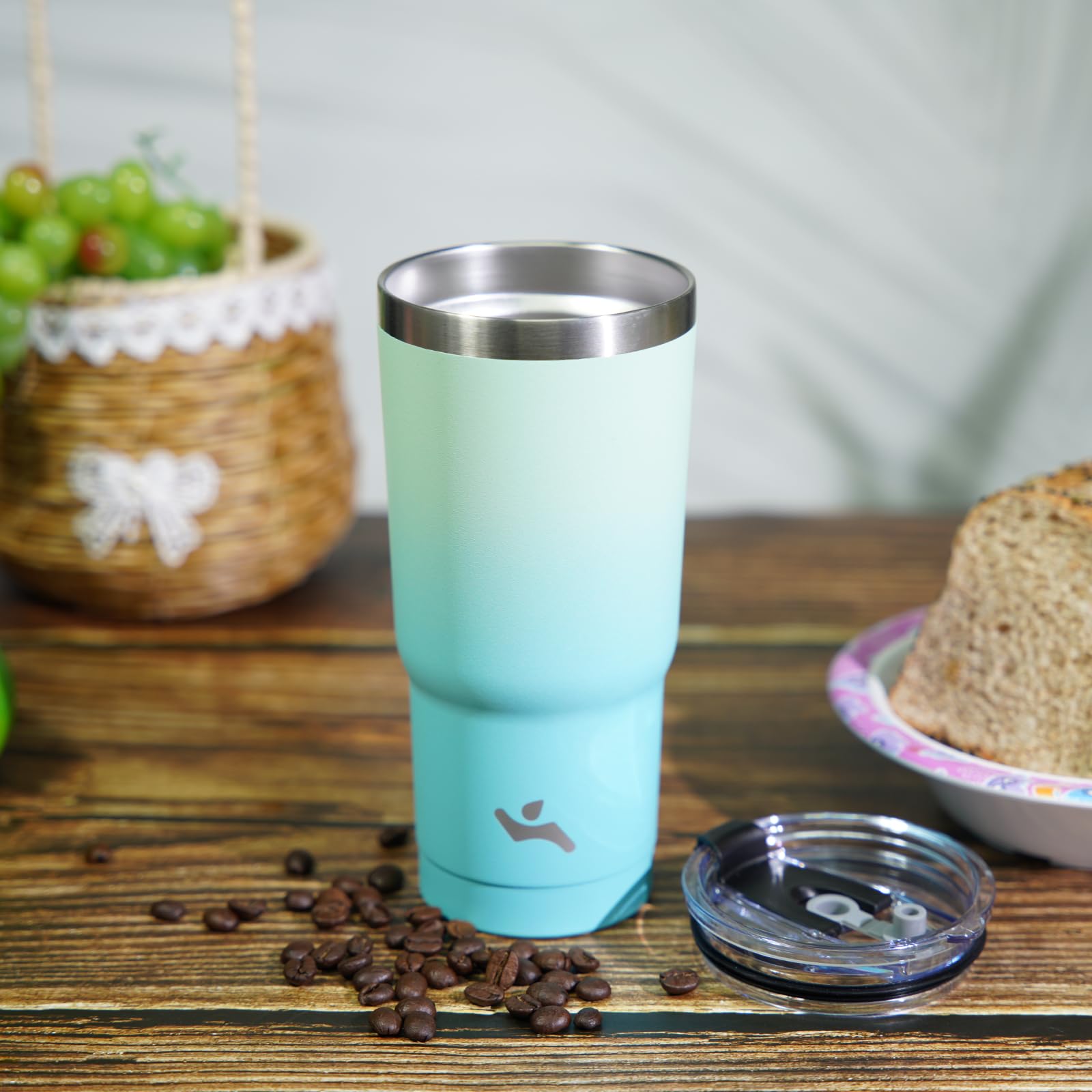Konokyo 10oz Tumbler with Handle and 2 Straw 2 Lid, Insulated Water Bottle Stainless Steel Vacuum Cup Reusable Travel Mug, Mint