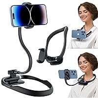 Neck Phone Holder Stand for Bed: Gooseneck Flexible Neckband [Compatible Desktop use] Cellphone Mount for iPhone | Samsung & Other 4-7inch Smartphones