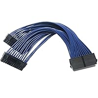 GinTai Power Supply Extension Cable PSU Male to Female Y Splitter Replacement for ATX 24Pin 1 to 2 Port 23.5cm