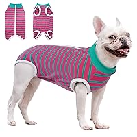 Dog Recovery Suit, Puppy Surgical Pajamas Bodysuit for Dogs Cats After Spay Neuter Surgery Abdominal Wound Bandages, Striped Onesie Pant for Shedding Skin Disease, Anti-Licking Cone Alternative M