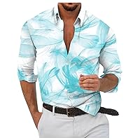 DuDubaby Men Button Down Shirt Designer Summer Casual 3D Printing Hawaii Blouse Long Sleeve Shirts