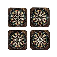Dart Board Leather Coasters Set of 4 Waterproof Heat-Resistant Drink Coasters Square Cup Mat for Living Room Kitchen Bar Coffee Decor